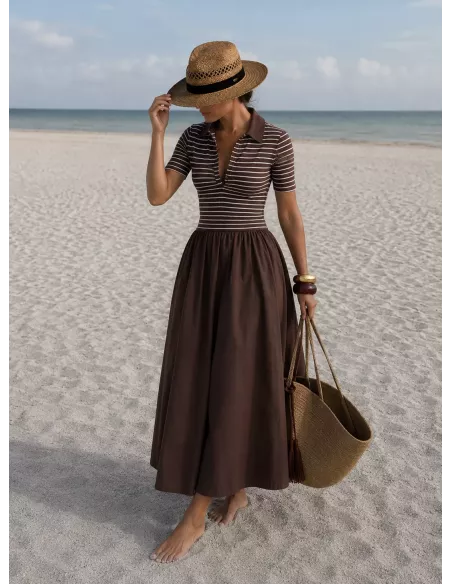 Vestido tipo polo y globo chocolate