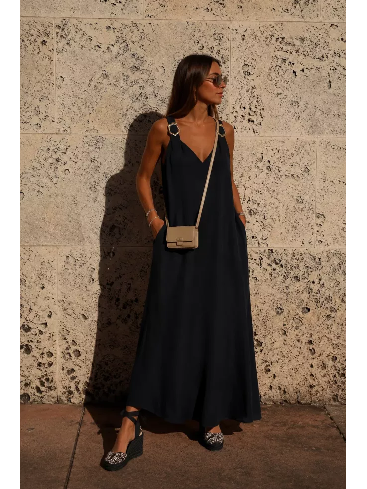 Cuña negra y beige
