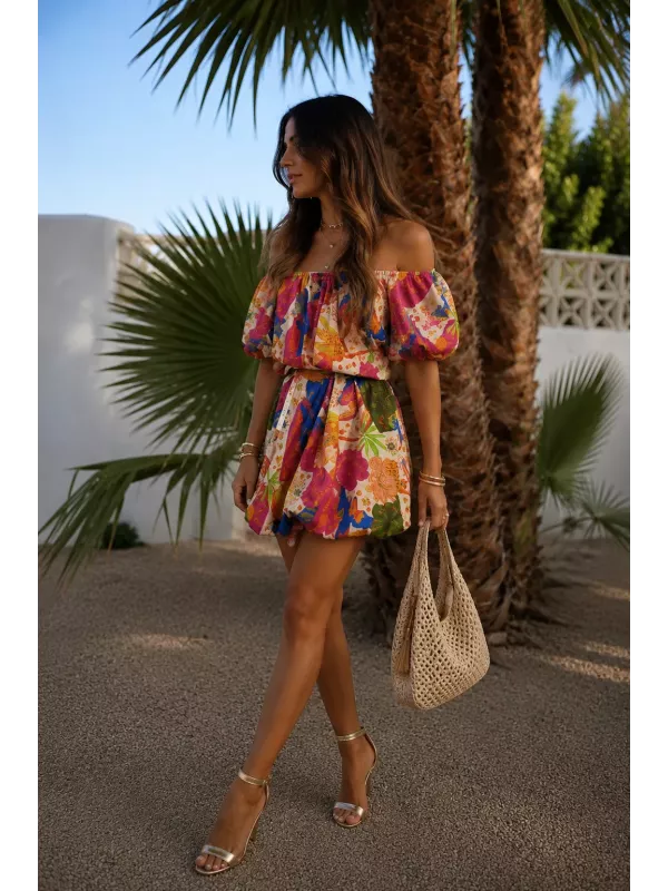Vestido Globo estampado