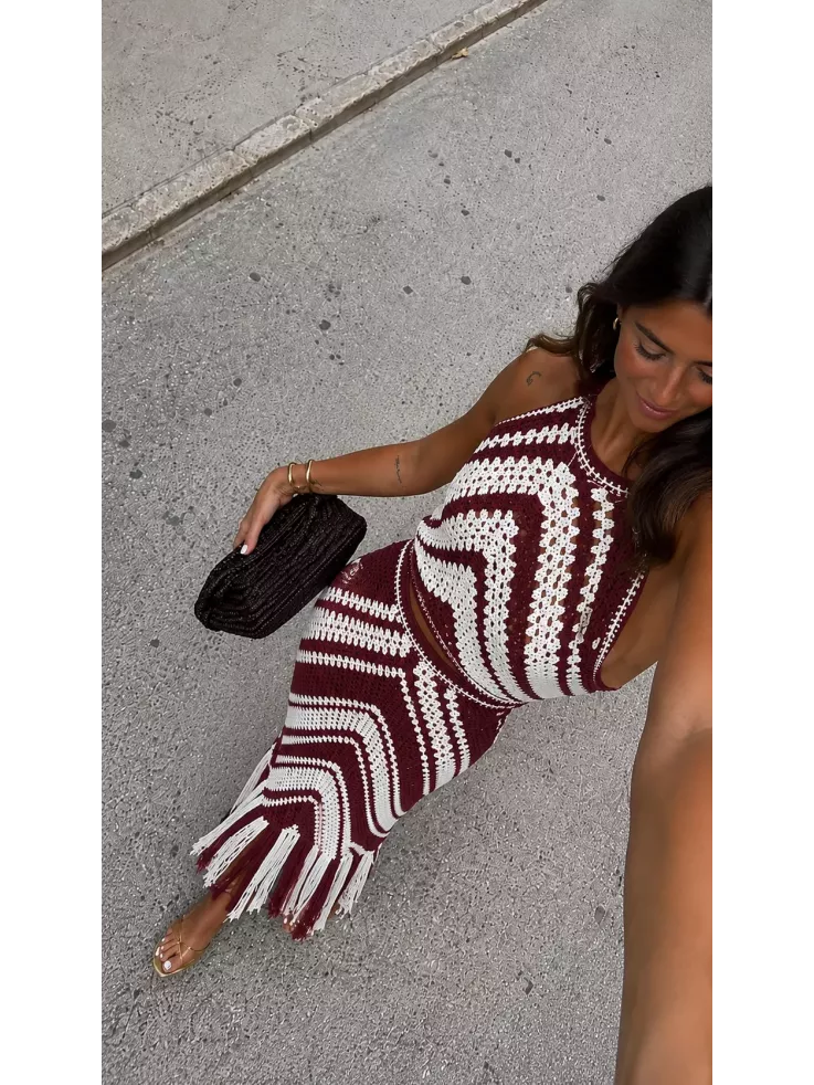 Conjunto crochet Menorca burdeos