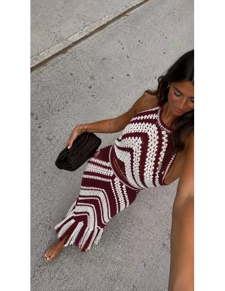 Conjunto crochet Menorca burdeos