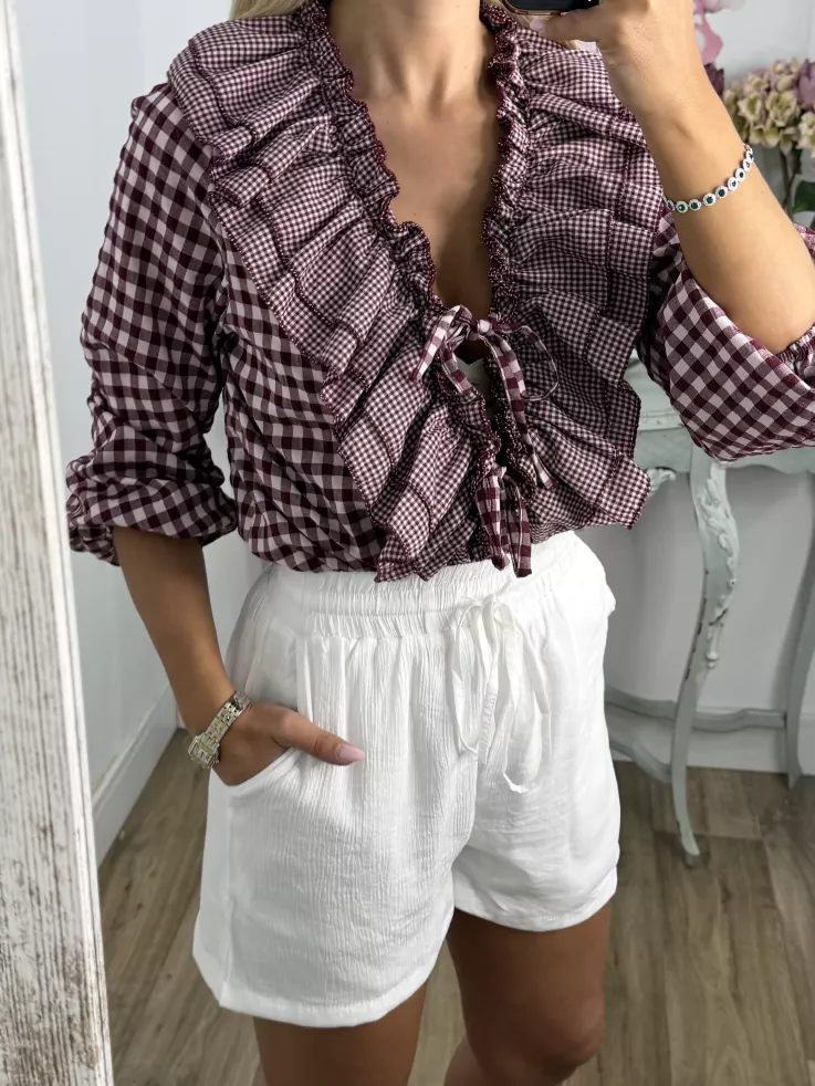 Camisa Romeo de cuadros burdeos