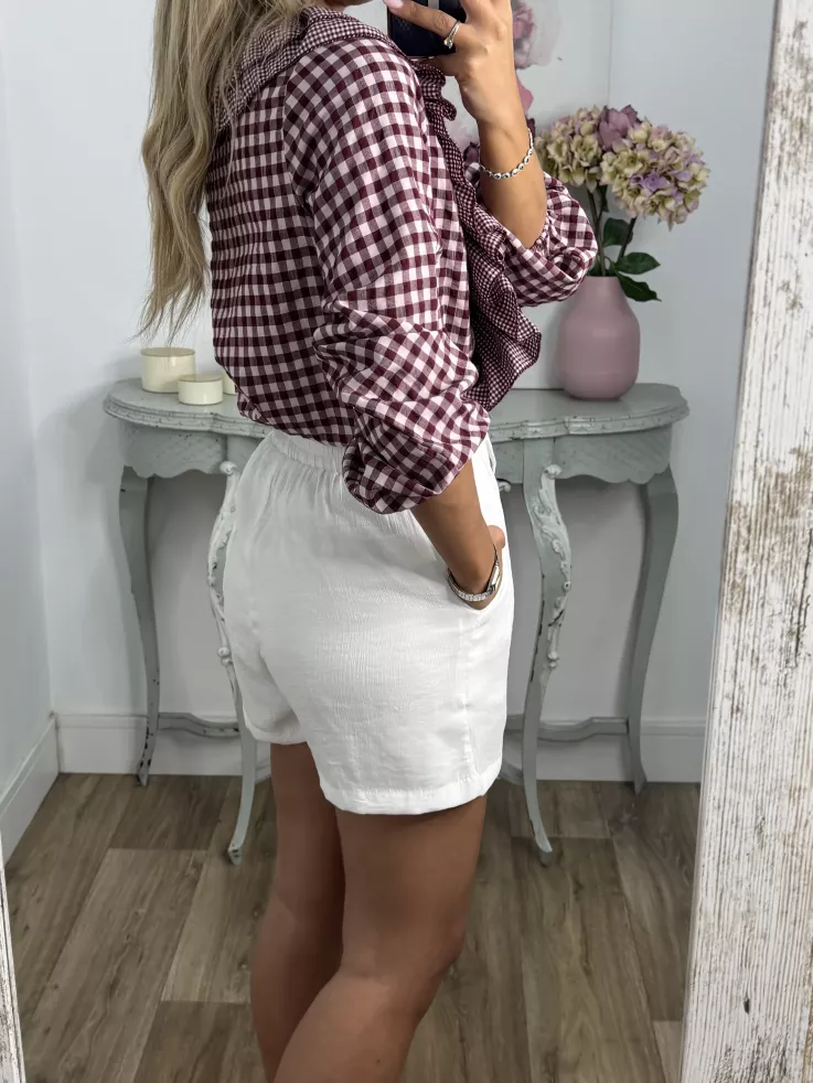 Camisa Romeo de cuadros burdeos
