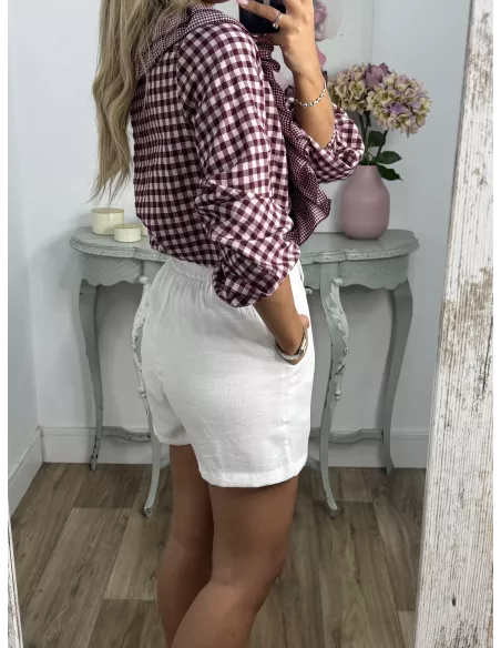 Camisa Romeo de cuadros burdeos