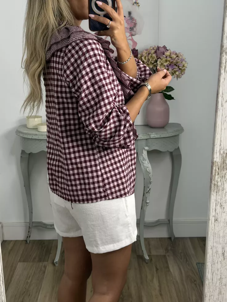 Camisa Romeo de cuadros burdeos
