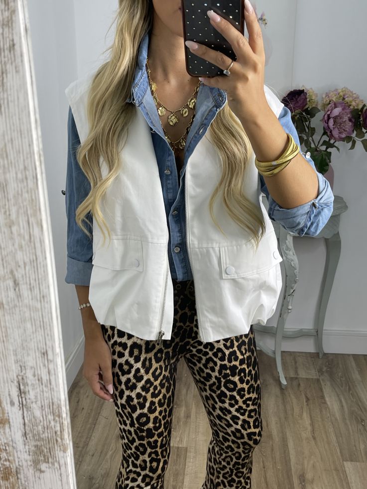 Chaleco safari blanco