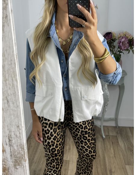 Chaleco safari blanco