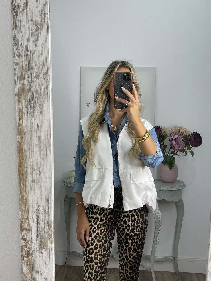 Chaleco safari blanco