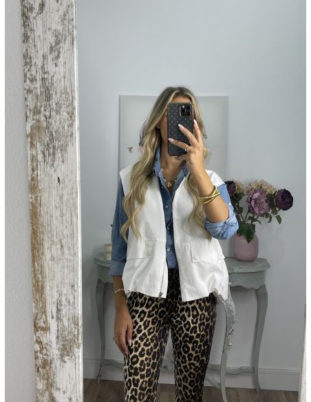 Chaleco safari blanco