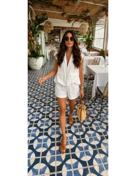 Chaleco safari blanco