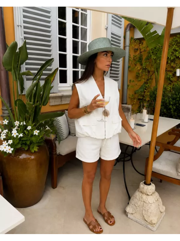 Chaleco safari blanco