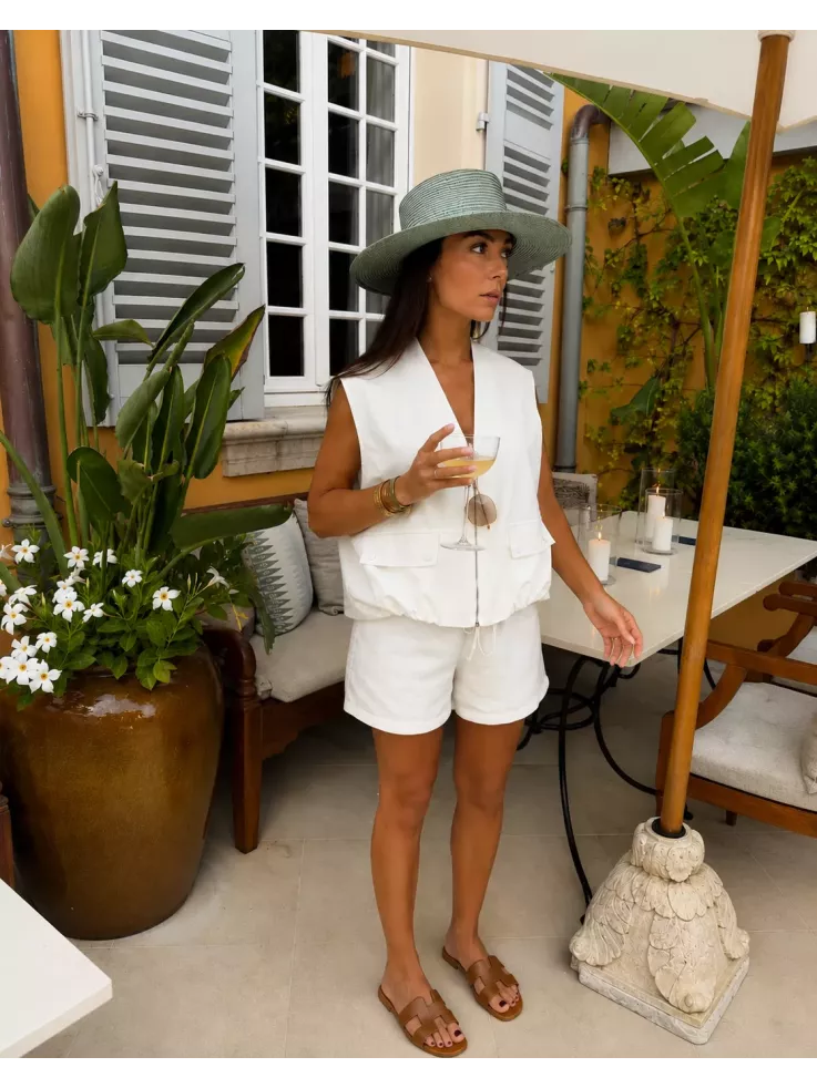 Chaleco safari blanco