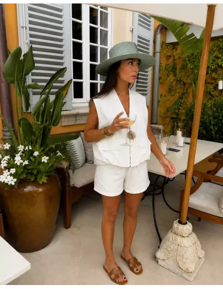 Chaleco safari blanco