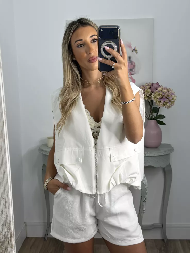 Chaleco safari blanco