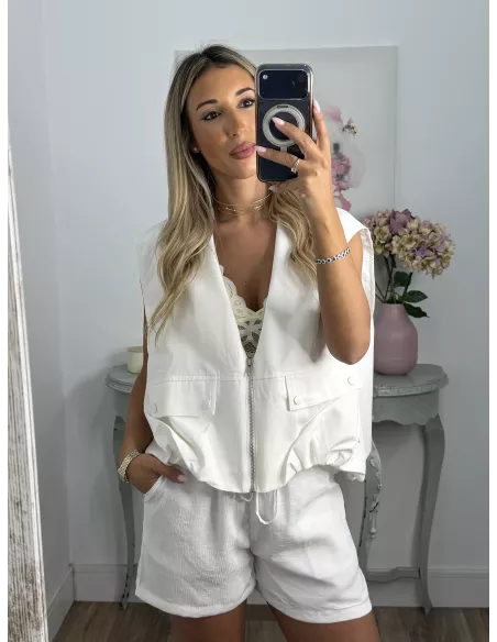 Chaleco safari blanco