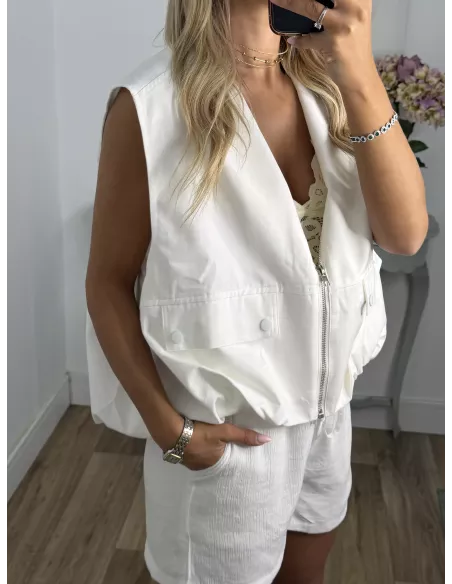 Chaleco safari blanco