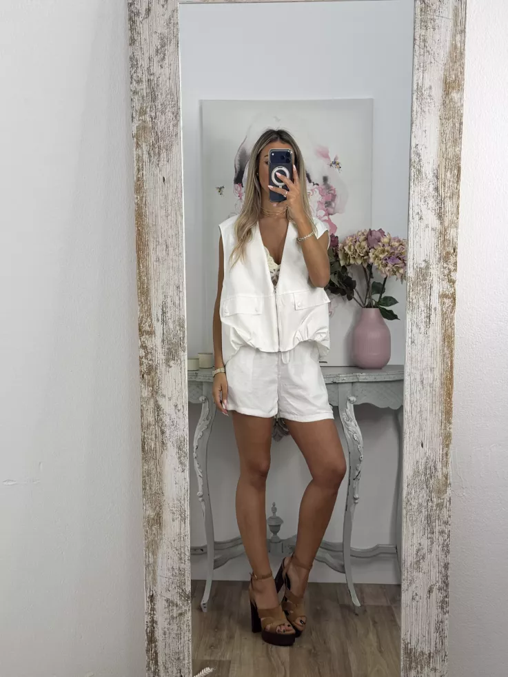 Chaleco safari blanco