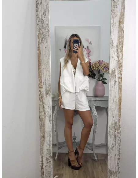Chaleco safari blanco