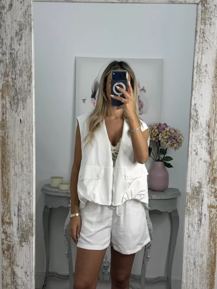 Chaleco safari blanco
