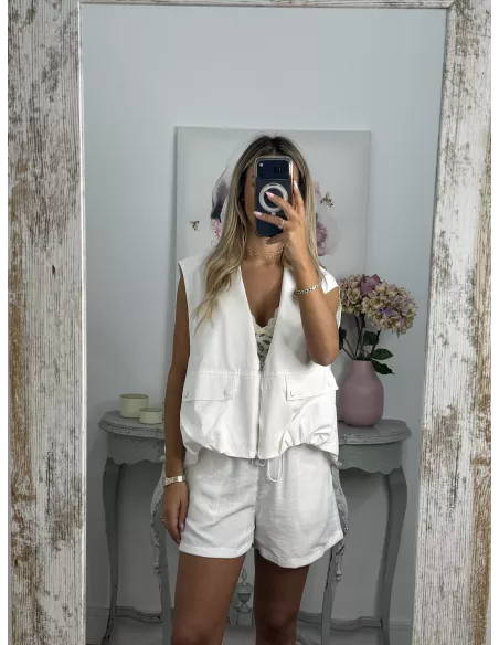 Chaleco safari blanco