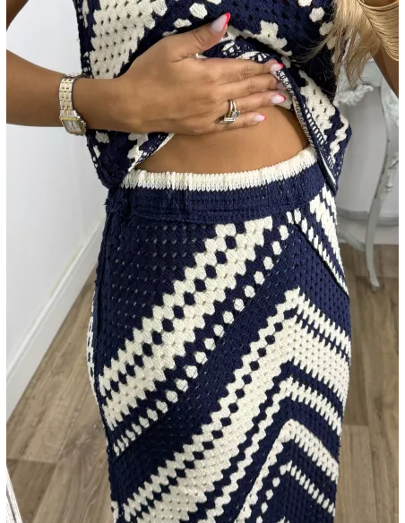 Conjunto crochet Menorca azul