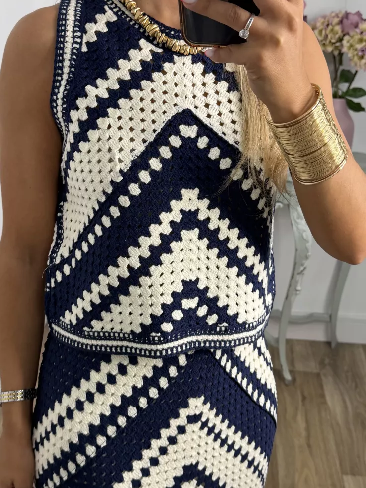 Conjunto crochet Menorca azul