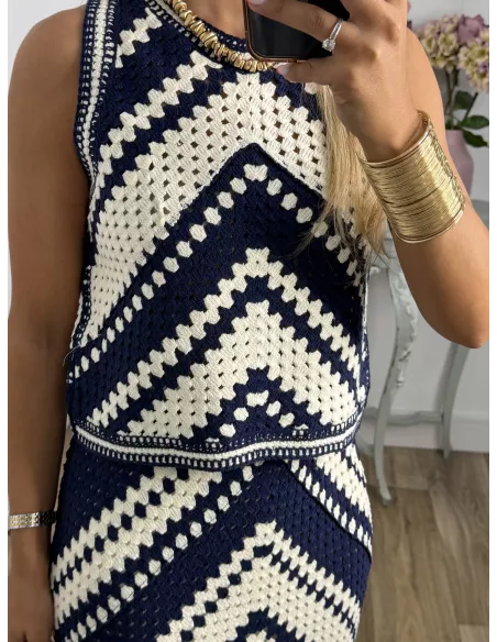 Conjunto crochet Menorca azul