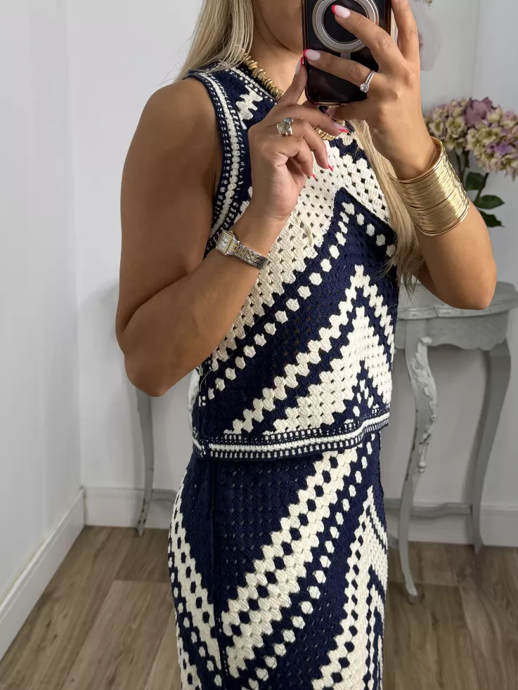 Conjunto crochet Menorca azul