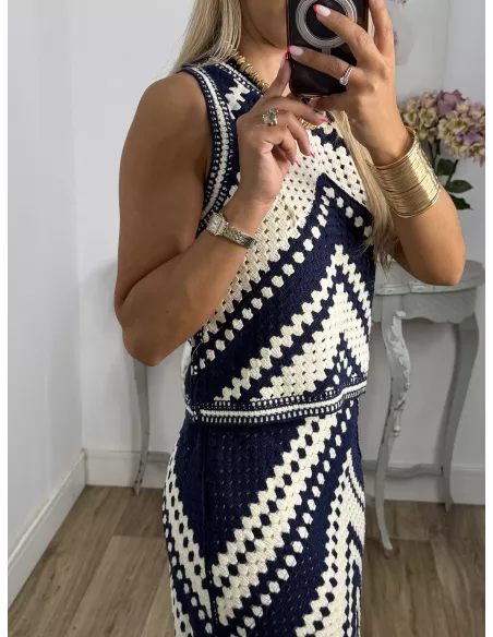 Conjunto crochet Menorca azul
