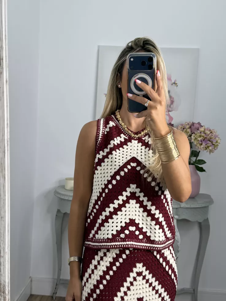 Conjunto crochet Menorca burdeos