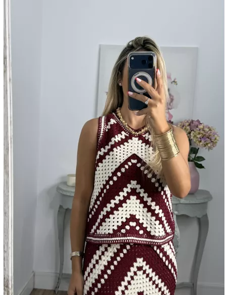 Conjunto crochet Menorca burdeos