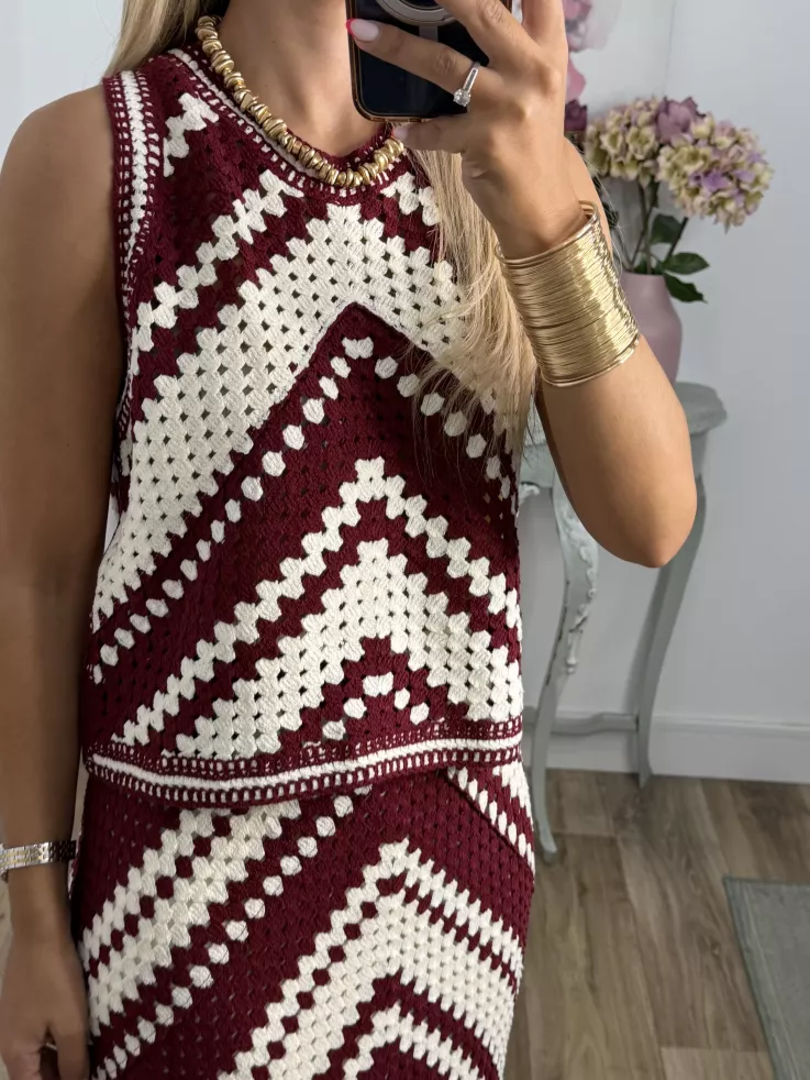 Conjunto crochet Menorca burdeos