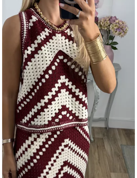 Conjunto crochet Menorca burdeos