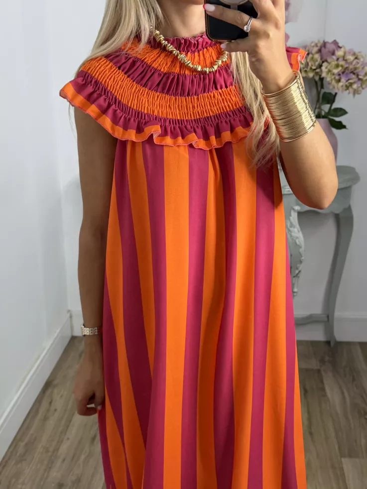 Vestido Maika de rayas naranja