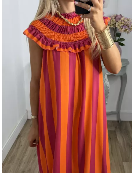 Vestido Maika de rayas naranja