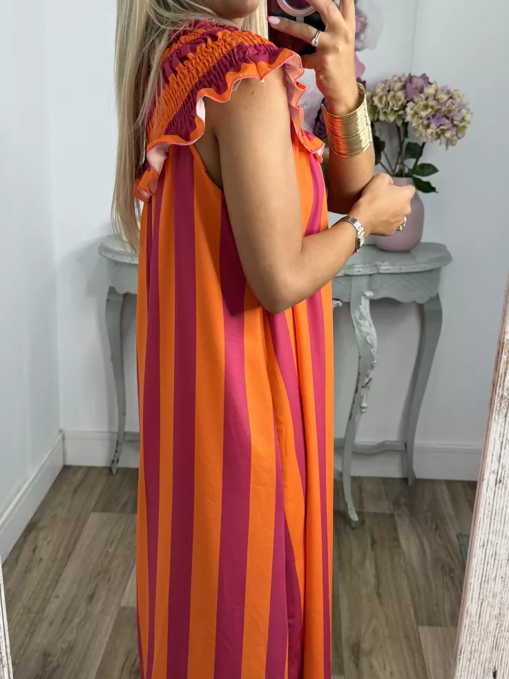 Vestido Maika de rayas naranja