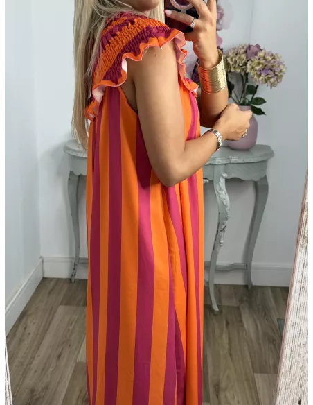 Vestido Maika de rayas naranja