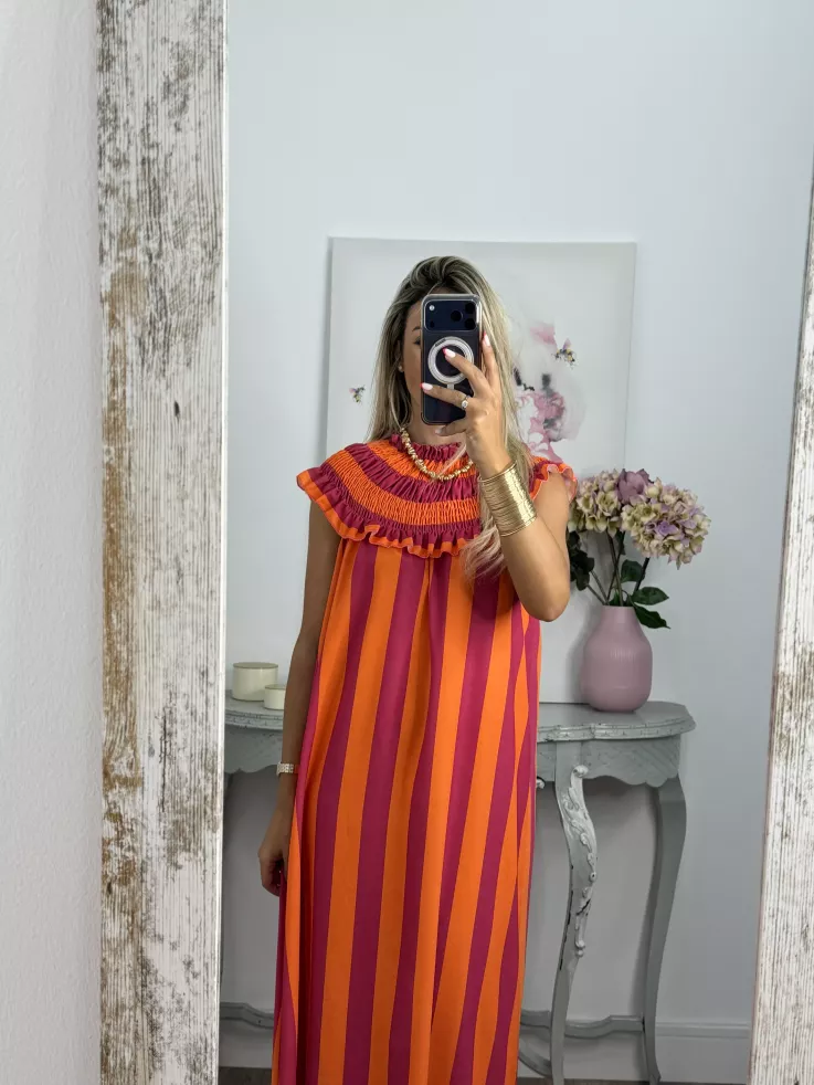 Vestido Maika de rayas naranja