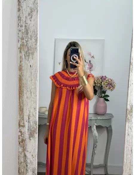 Vestido Maika de rayas naranja