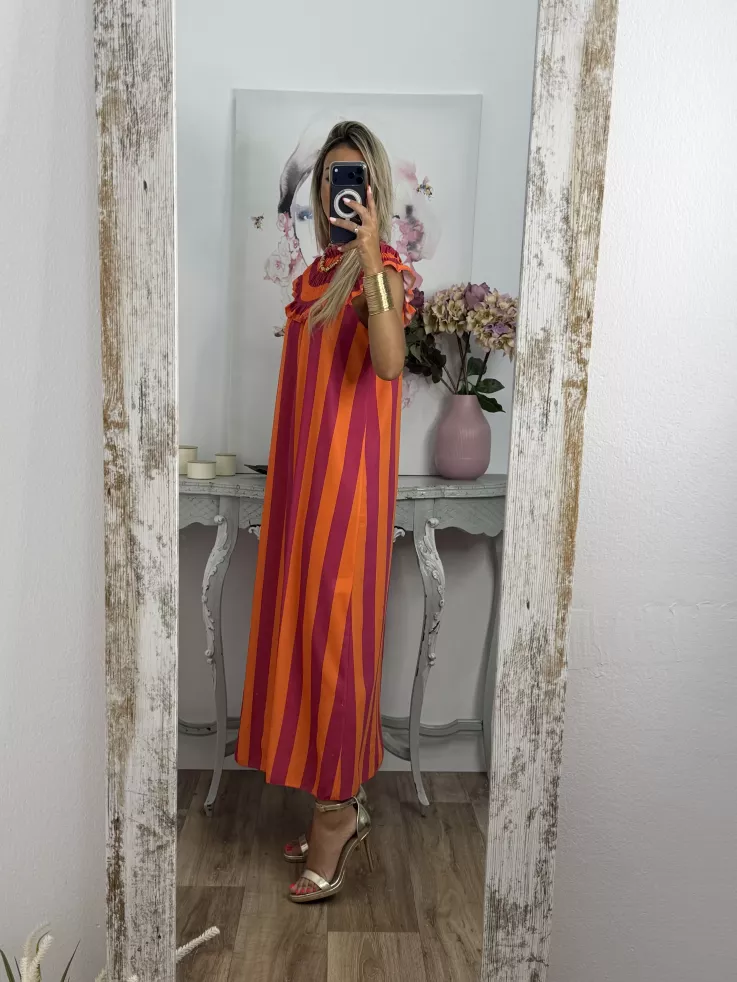 Vestido Maika de rayas naranja