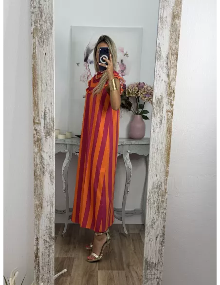 Vestido Maika de rayas naranja