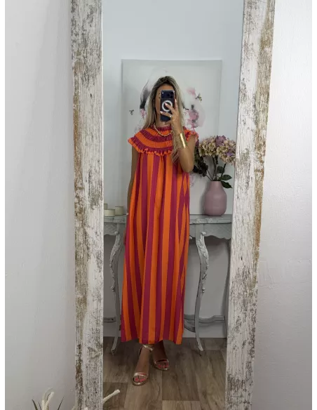 Vestido Maika de rayas naranja