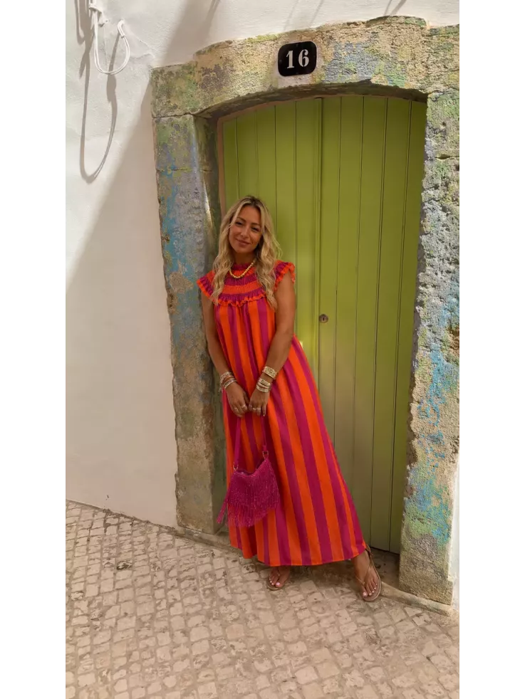 Vestido Maika de rayas naranja