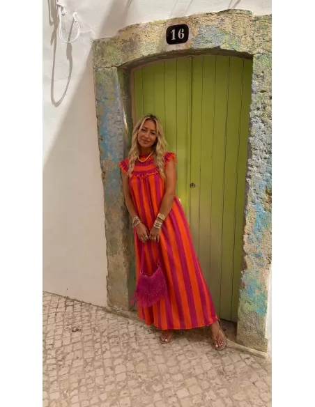 Vestido Maika de rayas naranja