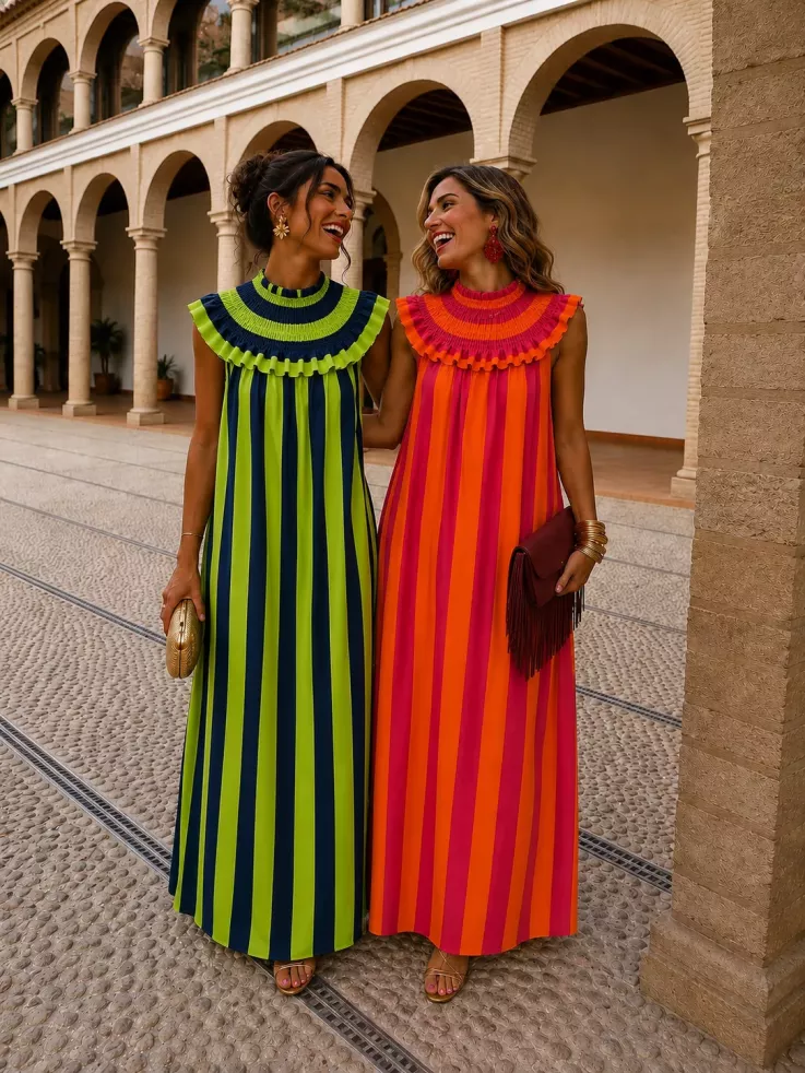 Vestido Maika de rayas naranja