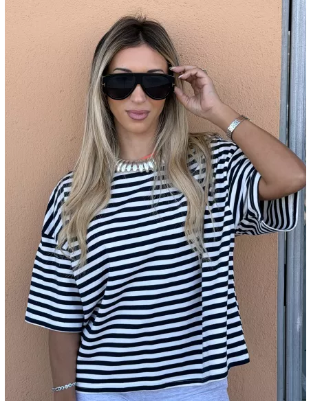 Camiseta Lemarais azul y naranja
