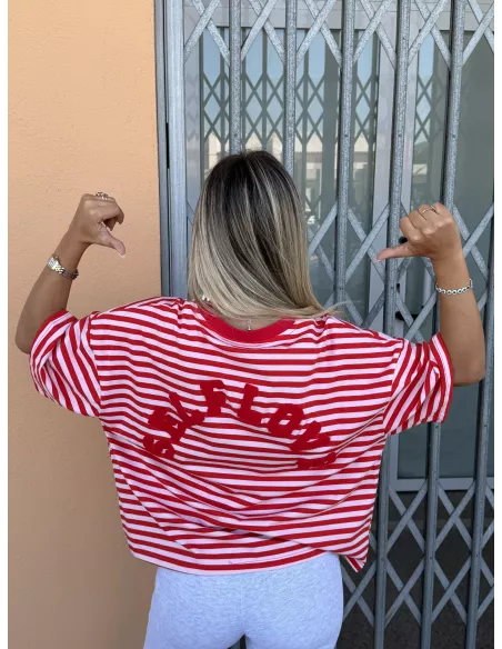 Camiseta Self love roja y rosa