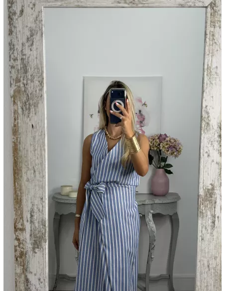 Vestido Julieta de rayas azul