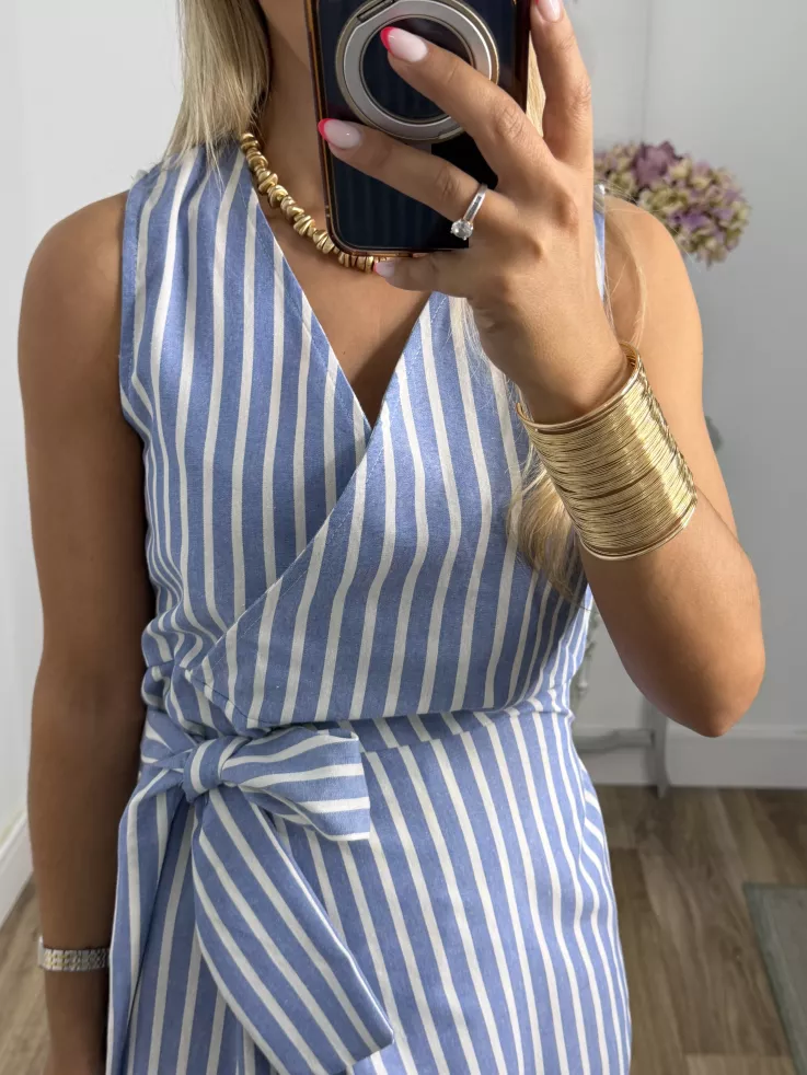 Vestido Julieta de rayas azul