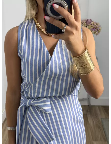 Vestido Julieta de rayas azul